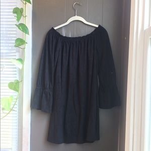 Black Vegan Nubuck Long Sleeve Very J Dress NWT